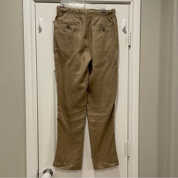 Tasso Elba Island Safari Tan 100% Linen Pants Women’s Small Drawstring Coastal - Picture 2 of 8